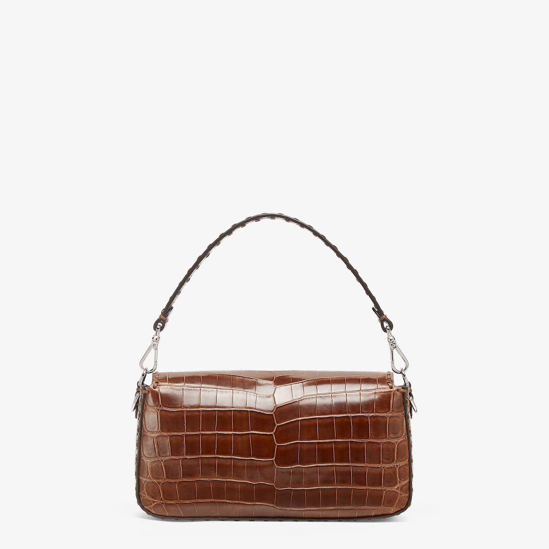 FENDI Baguette Brown crocodile bag with 612 hand-sewn topstitches - Image 5